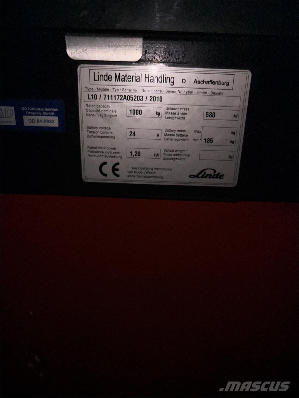 Linde L10 defekt Pašgājēji krautnētāji