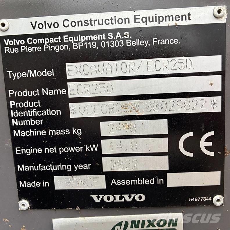 Volvo ECR25D Mini ekskavatori < 7 t