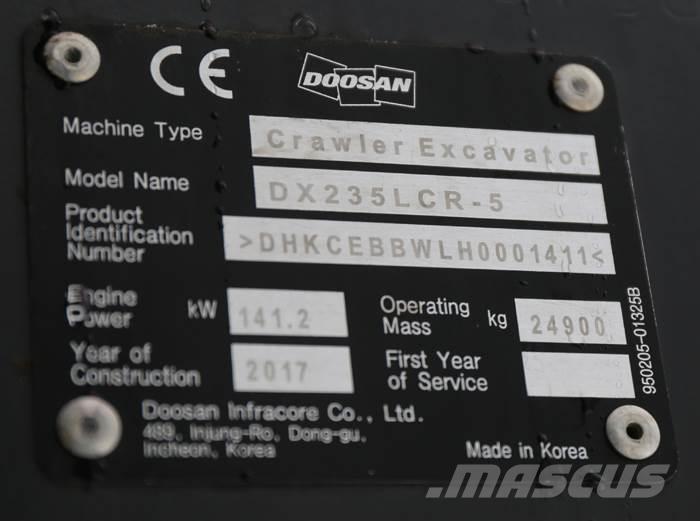 Doosan DX235LCR-5 Kāpurķēžu ekskavatori