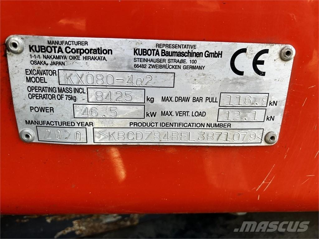 Kubota KX 080-4 A2 Vidēja lieluma ekskavatori 7 t - 12 t