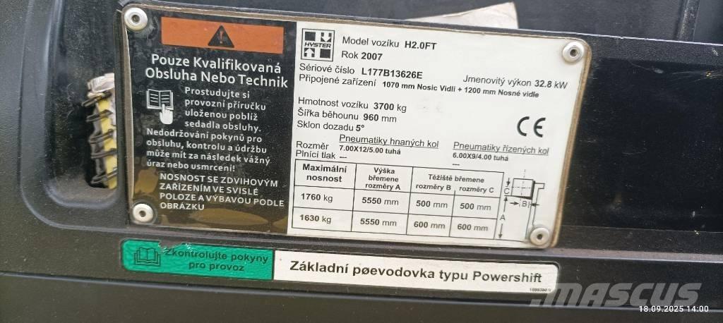 Hyster H2.0FT LPG tehnika