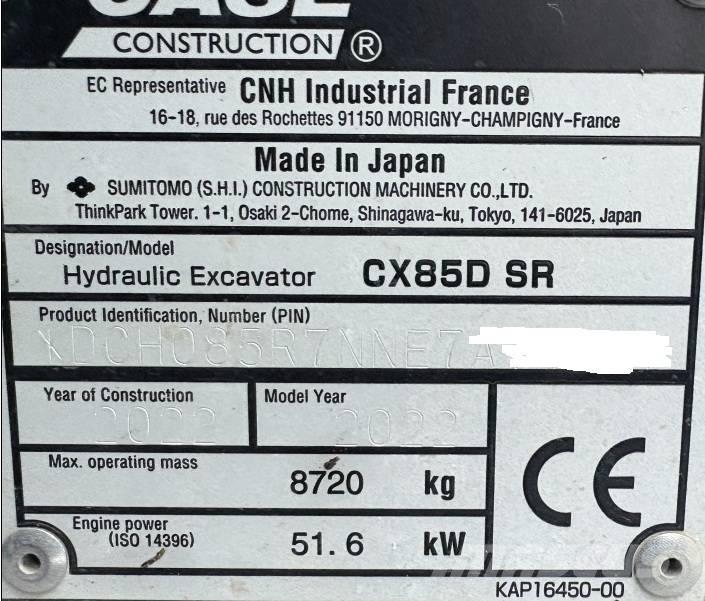 CASE CX 85 D SR Vidēja lieluma ekskavatori 7 t - 12 t