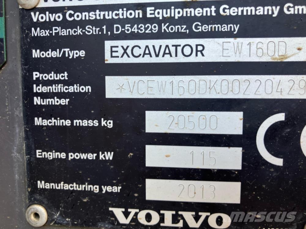 Volvo EW160D Ekskavatori uz riteņiem