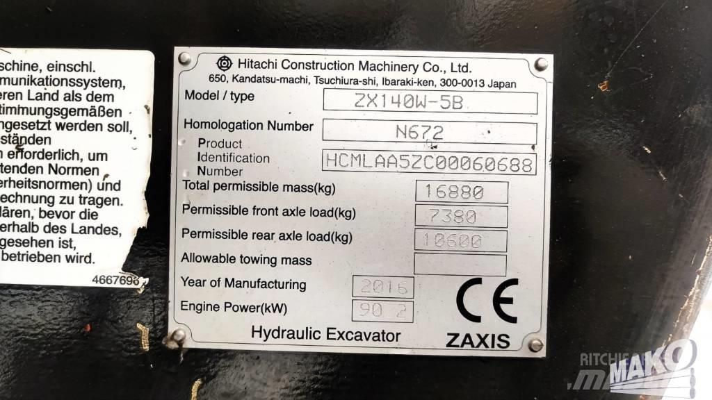 Hitachi ZX 140 W-5 Ekskavatori uz riteņiem
