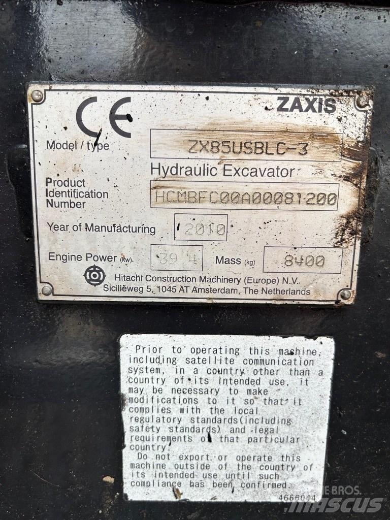 Hitachi Zaxis 85 USB Vidēja lieluma ekskavatori 7 t - 12 t