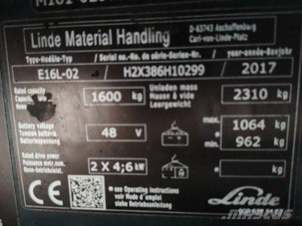 Linde E16L-02 Elektriskie iekrāvēji