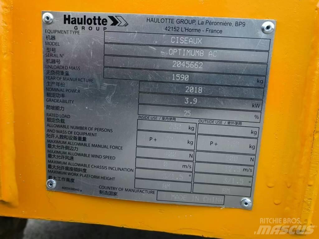 Haulotte OPTIMUM 8 Šķerveida pacēlāji