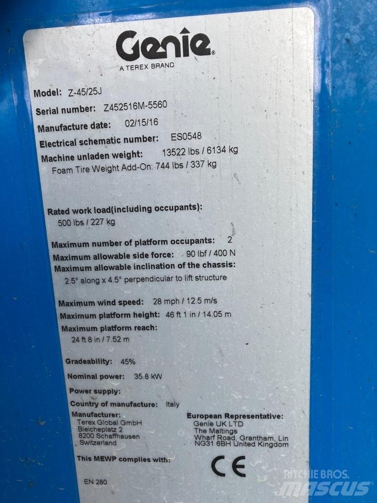 Genie Z 45/25 J Strēles pacēlāji