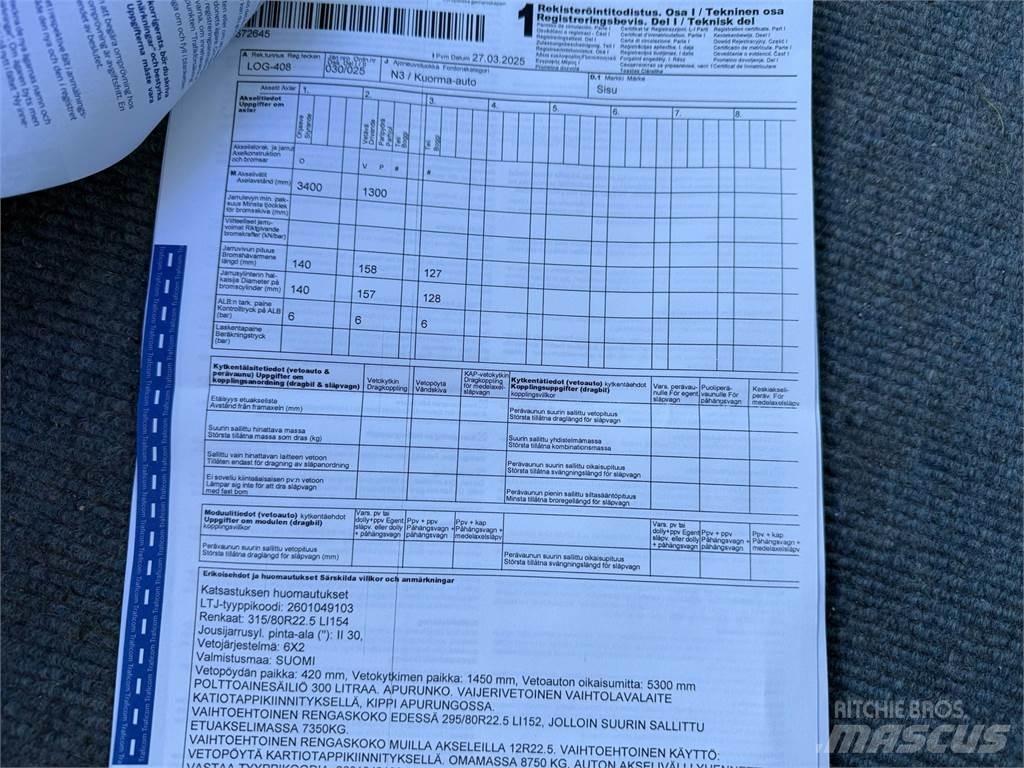 Sisu SM300 6x2 Kabeļu pacēlājs nomontējamām kravas mašīnām