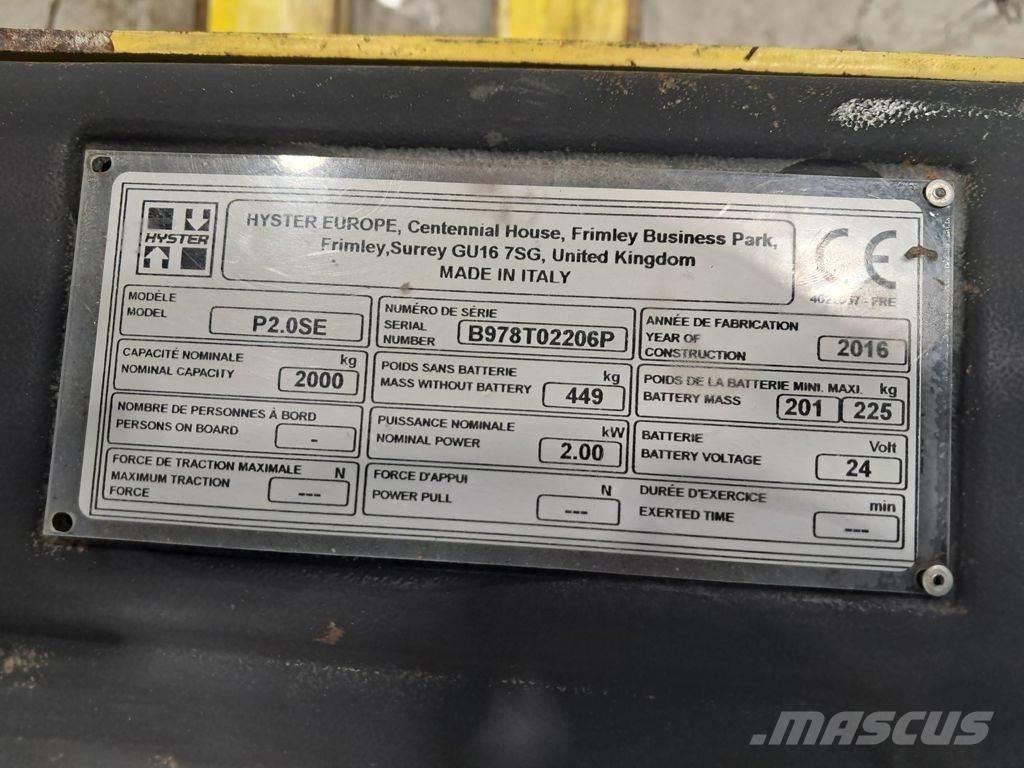 Hyster P2.OSE Hidrauliskās stalažas ar platformu