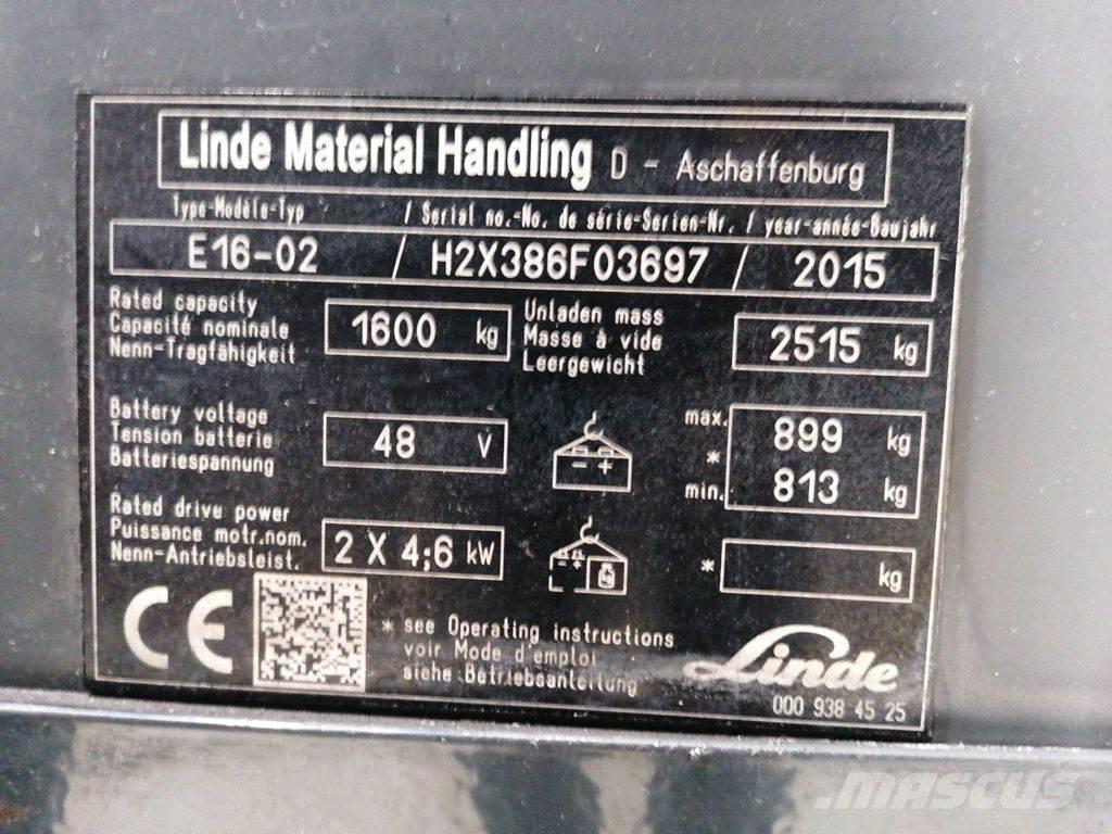 Linde E16-02 Elektriskie iekrāvēji