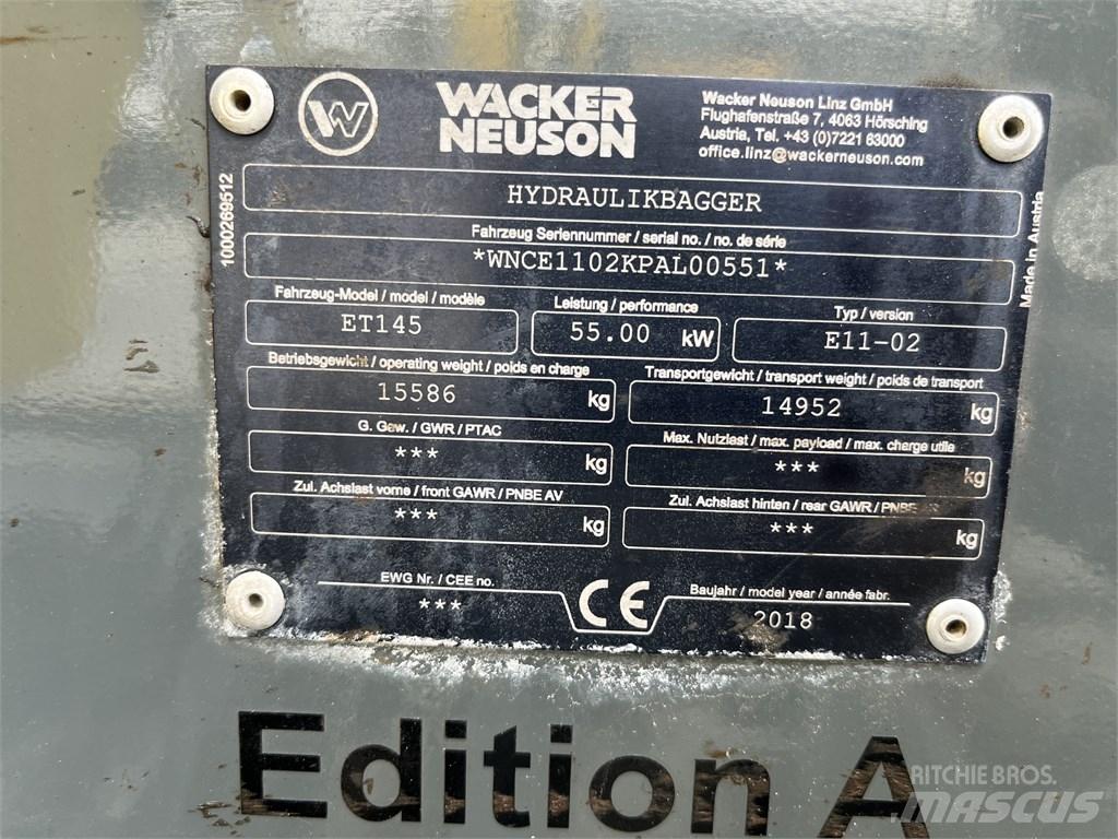 Wacker Neuson ET 145 Kāpurķēžu ekskavatori