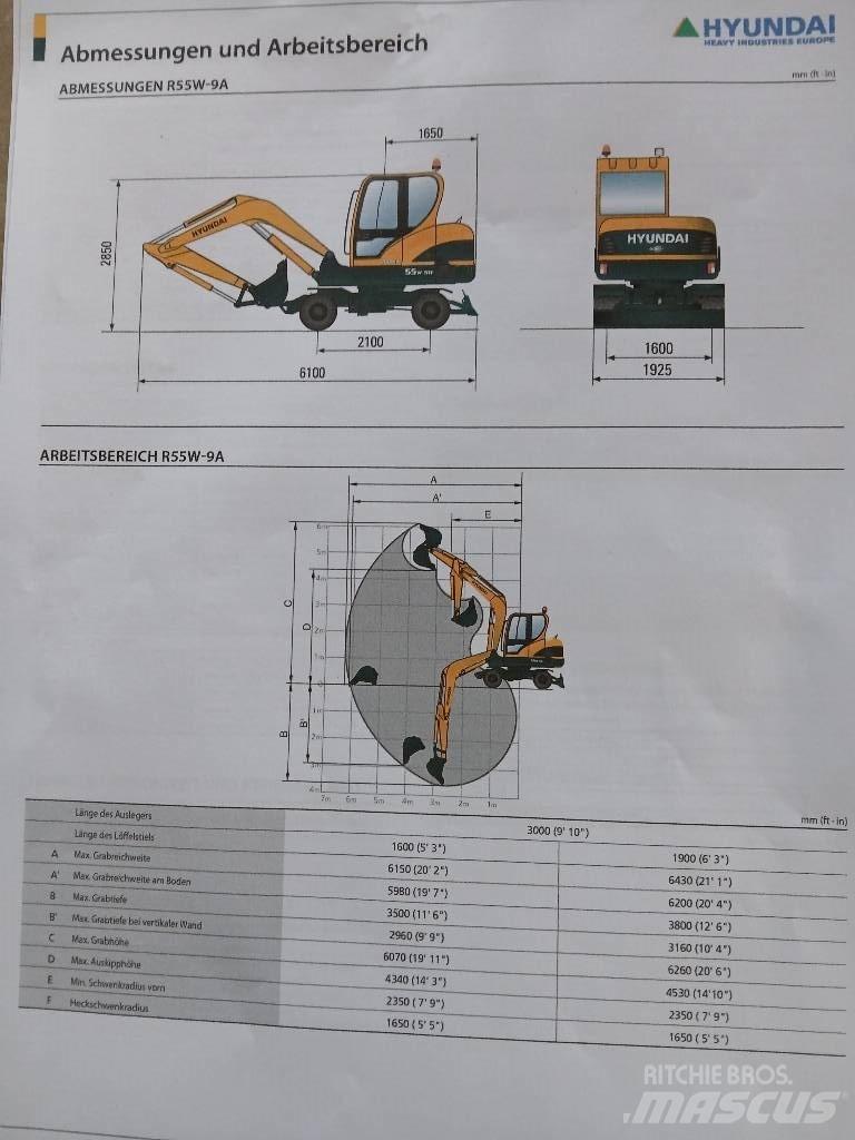Hyundai 55W-9 Ekskavatori uz riteņiem