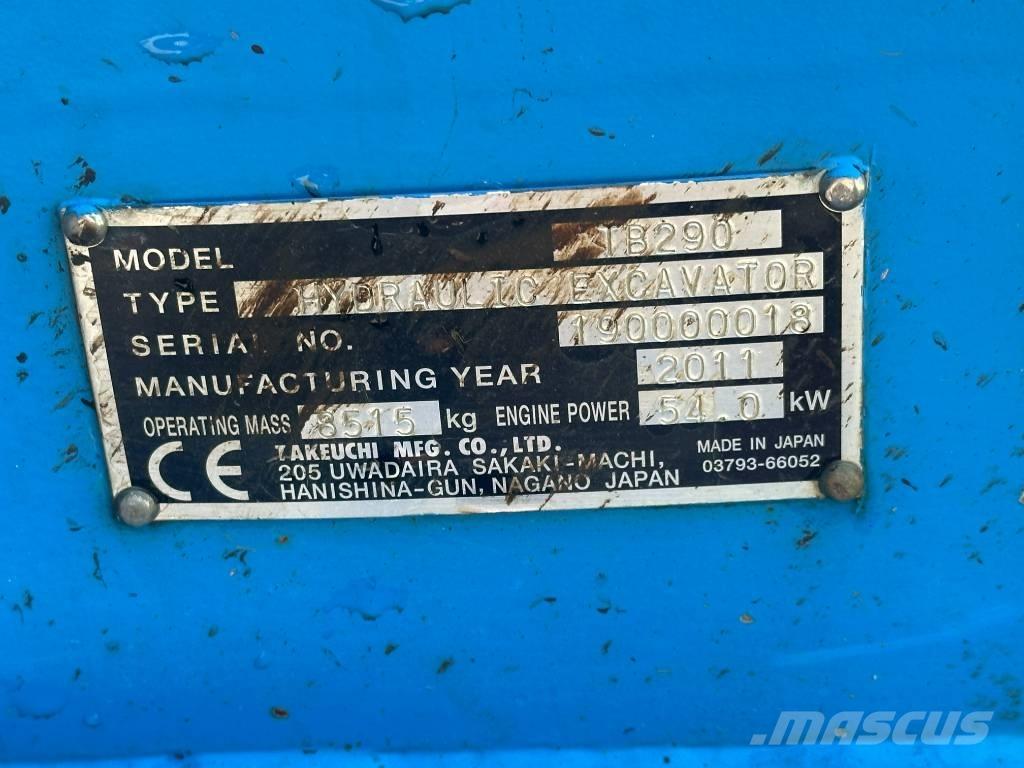 Takeuchi TB 290 Vidēja lieluma ekskavatori 7 t - 12 t