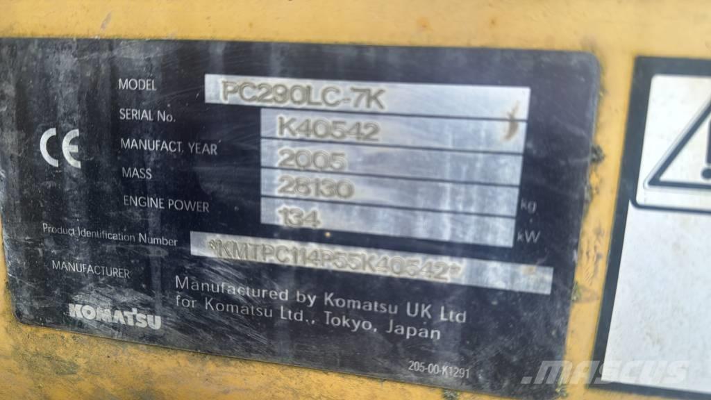 Komatsu PC 290 LC-7K Kāpurķēžu ekskavatori