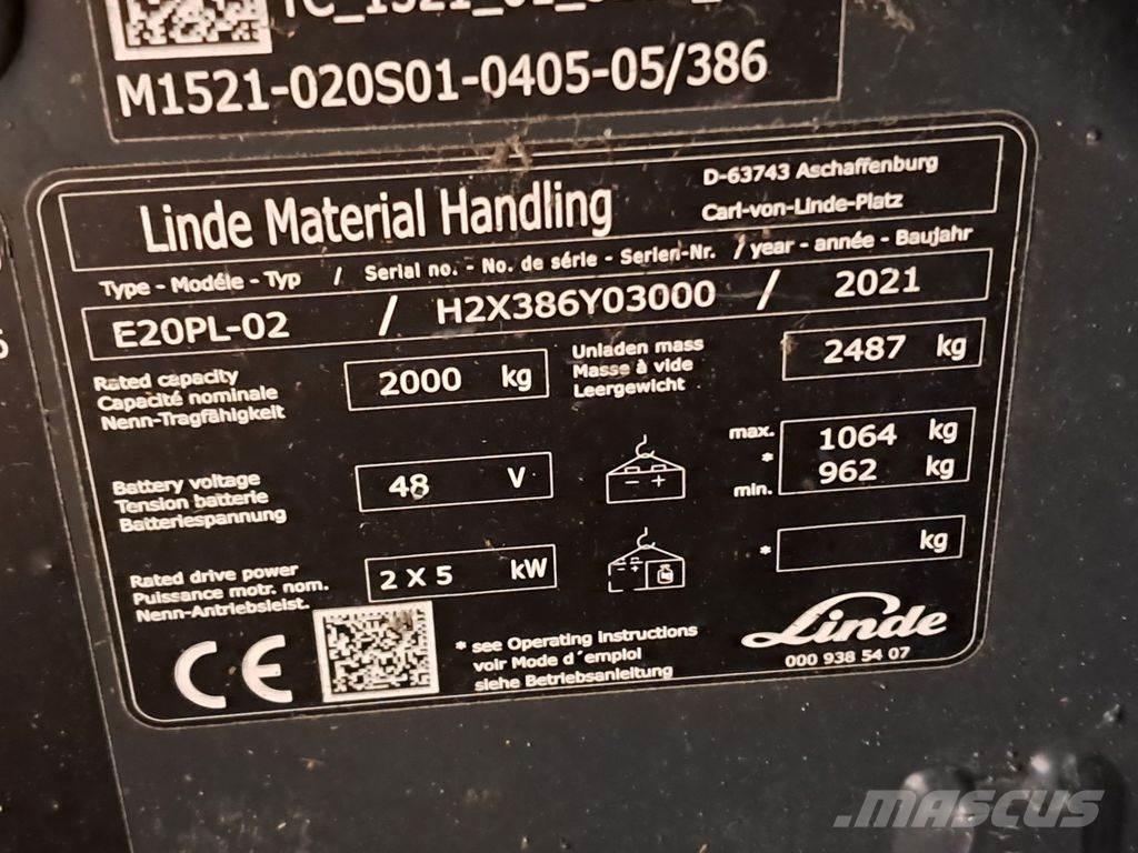 Linde E20PL-02 Elektriskie iekrāvēji