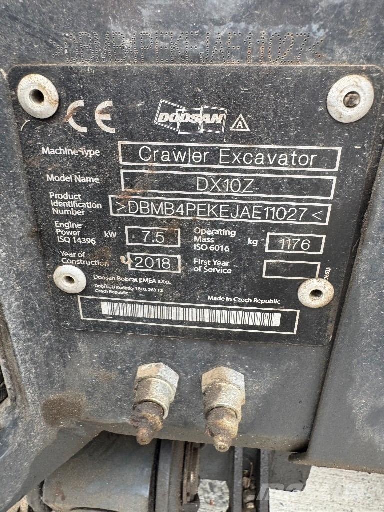 Doosan DX 10 Z Mini ekskavatori < 7 t