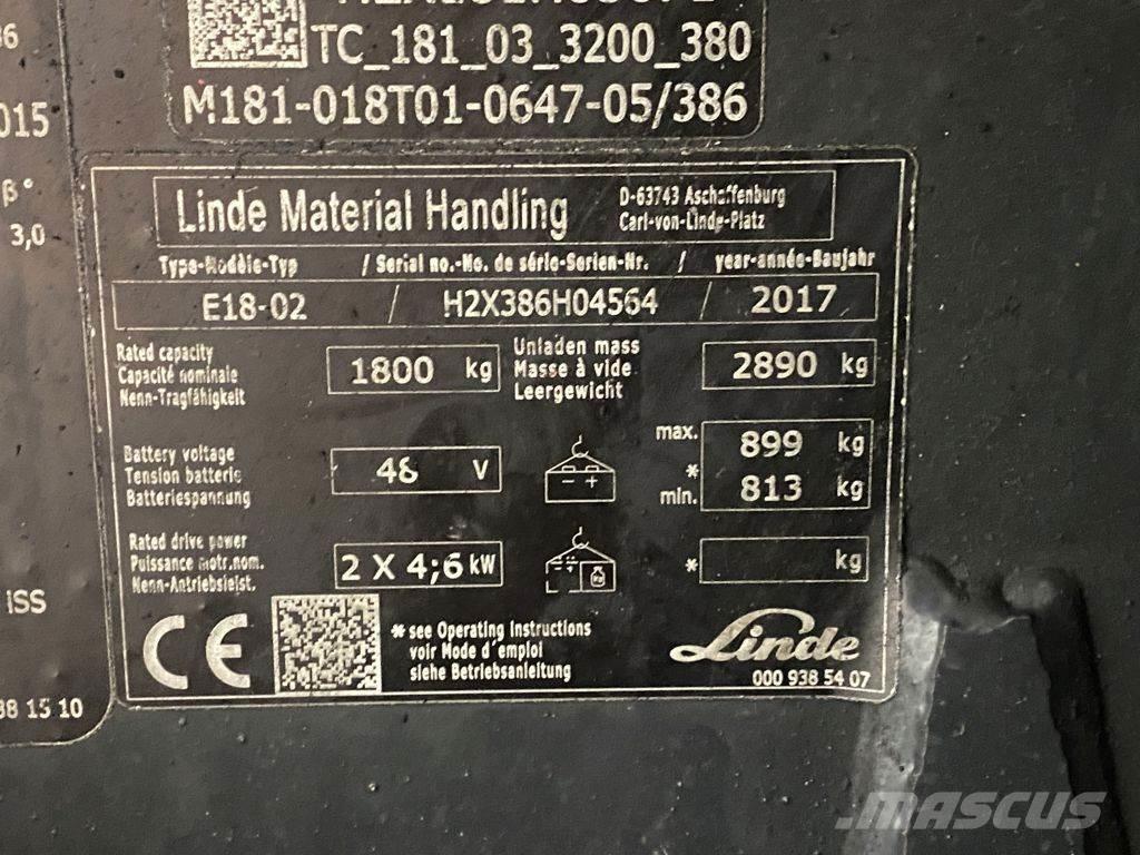 Linde E18-02 Elektriskie iekrāvēji