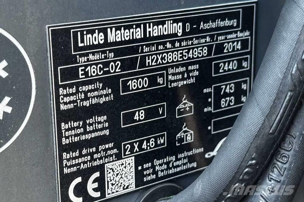 Linde E 16 C-02 Elektriskie iekrāvēji