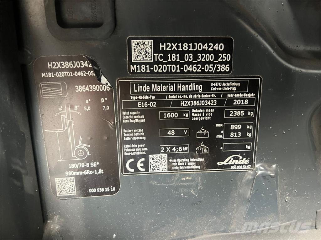 Linde E16 Elektriskie iekrāvēji