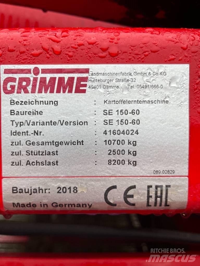 Grimme SE 150-60 NB Kartupeļu novākšanas kombaini