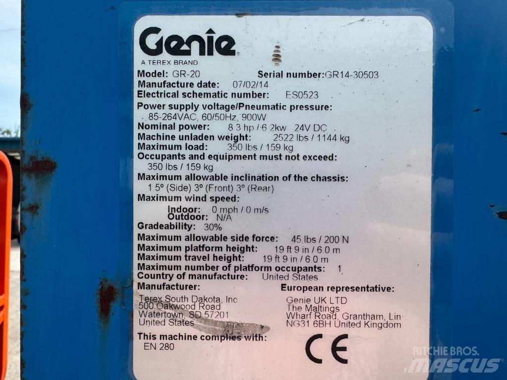 Genie GR 20 Vertikālie pacēlāji