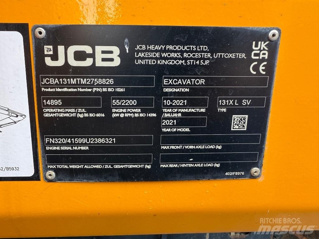 JCB 131X L SV Kāpurķēžu ekskavatori