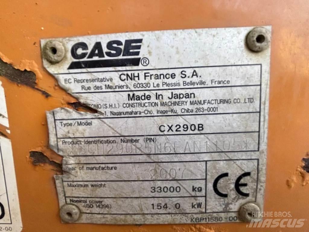 CASE CX290B Kāpurķēžu ekskavatori