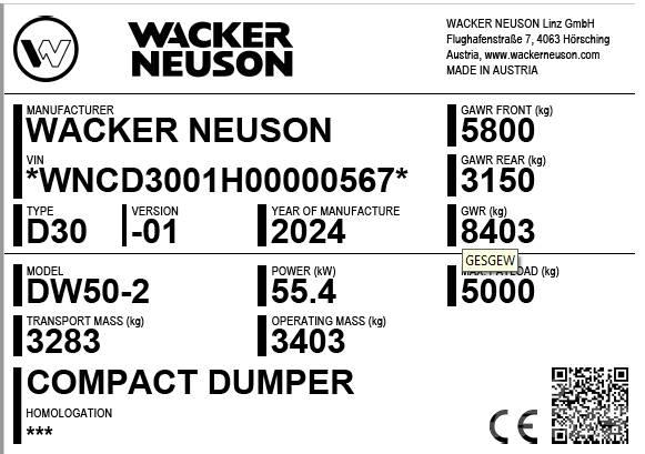 Wacker Neuson DW50-2 Mini pašizgāzēji
