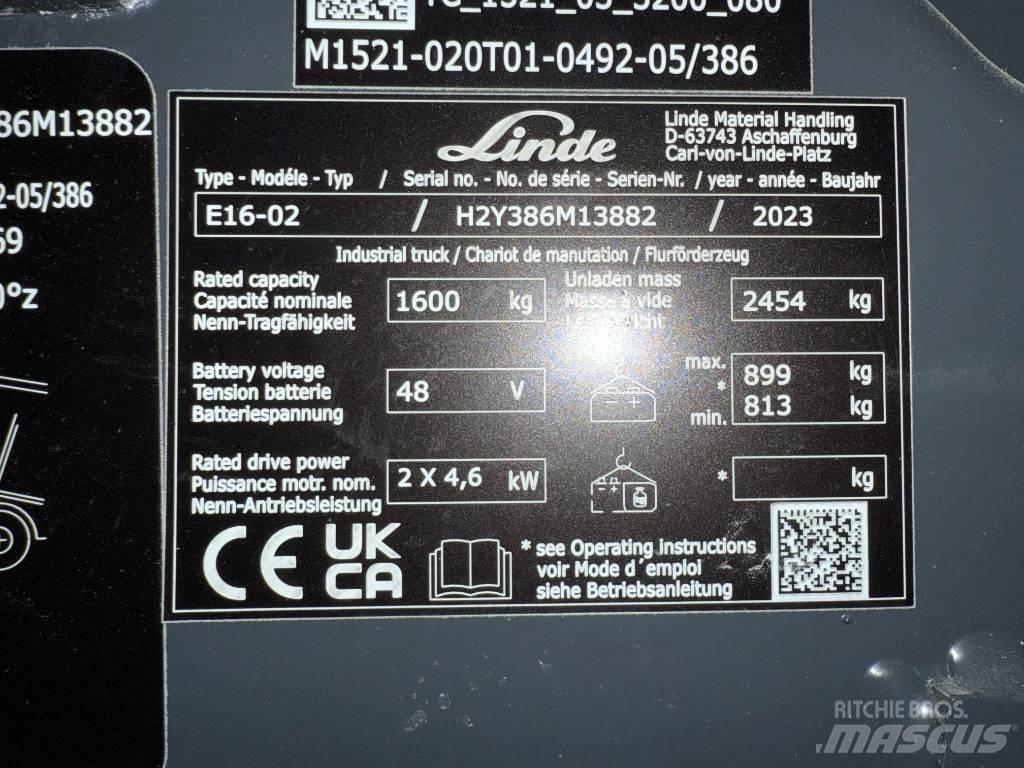 Linde E16/386-02 Elektriskie iekrāvēji
