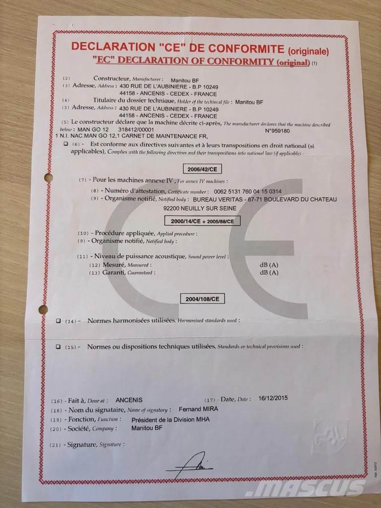 Manitou Man'Go 12 Strēles pacēlāji