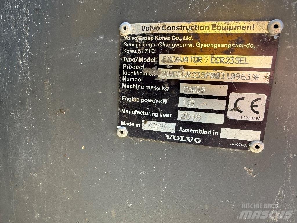Volvo ECR 235 EL Kāpurķēžu ekskavatori