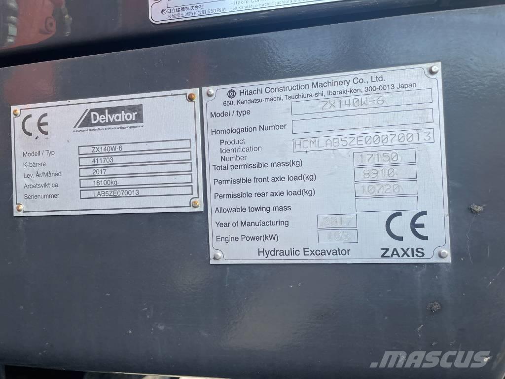 Hitachi 140W Ekskavatori uz riteņiem