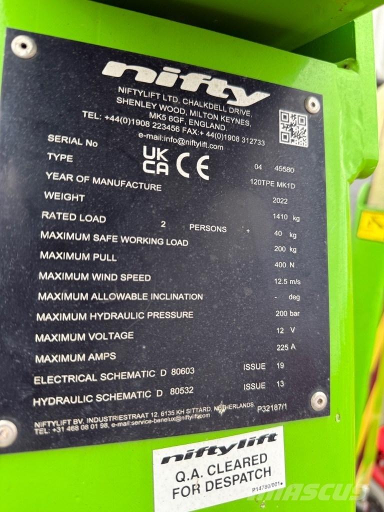 Niftylift 120TPE Pacēlājplatformas - piekabes