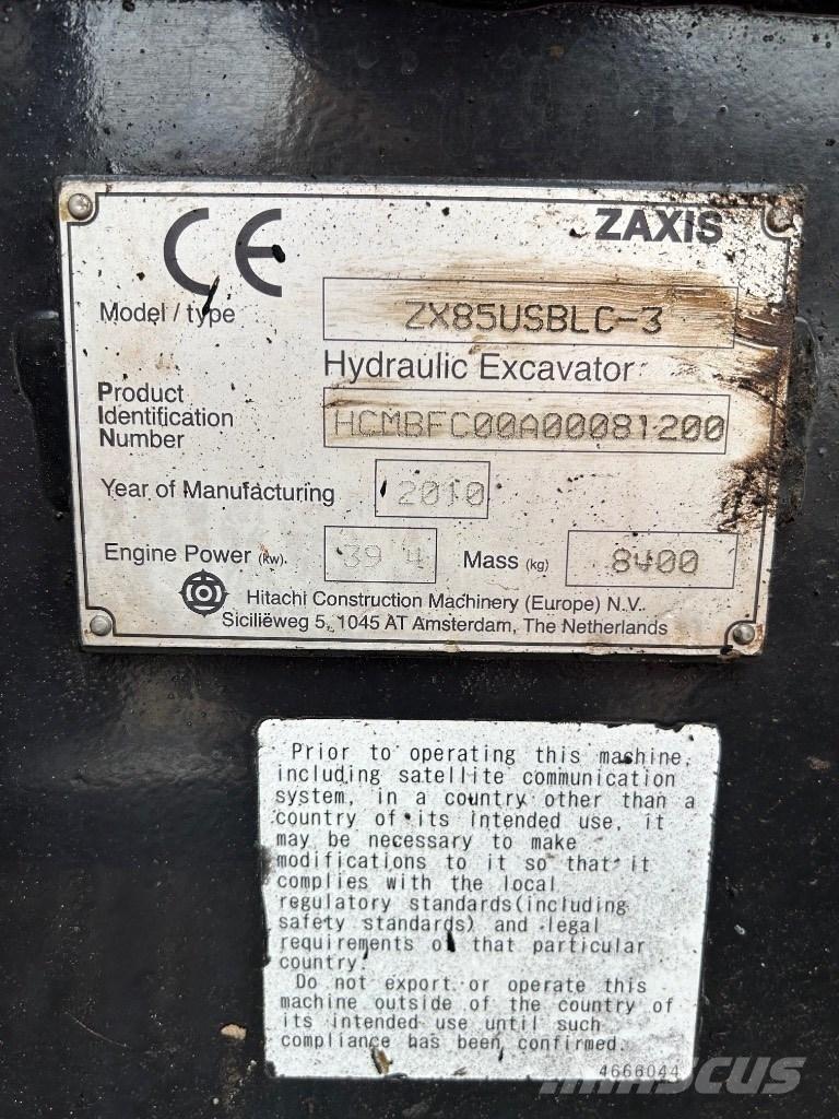 Hitachi Zaxis 85 USB Vidēja lieluma ekskavatori 7 t - 12 t