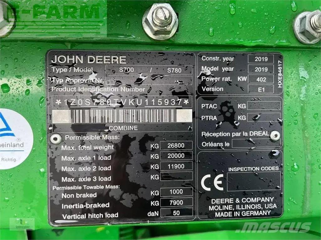 John Deere s 780i Ražas novākšanas kombaini