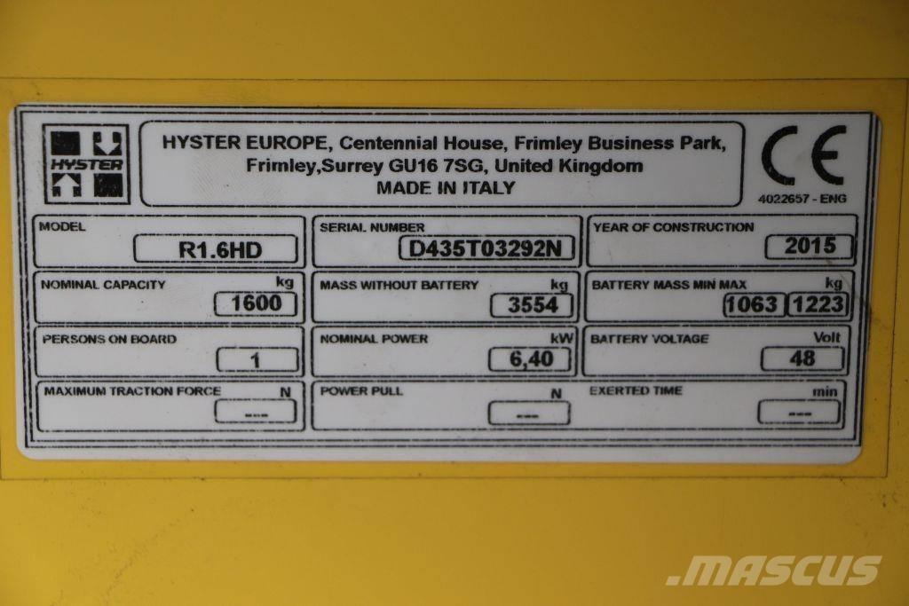 Hyster R 1.6 Elektriskie iekrāvēji