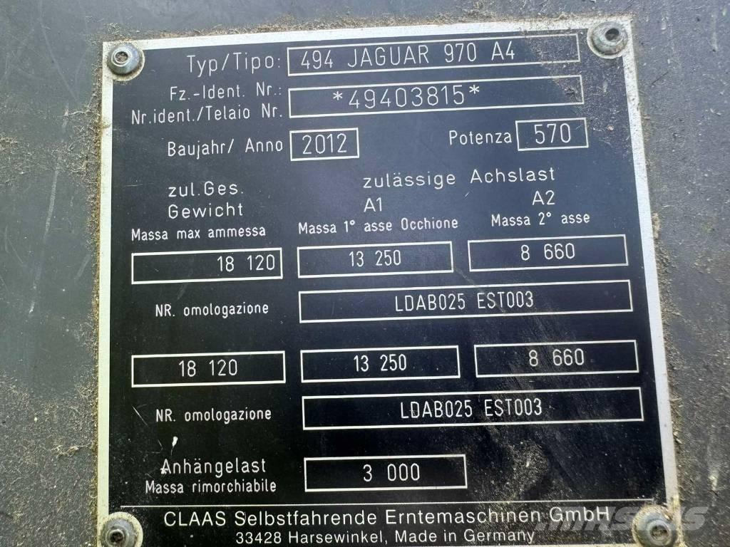CLAAS Jaguar 970 Lopbarības novācēji