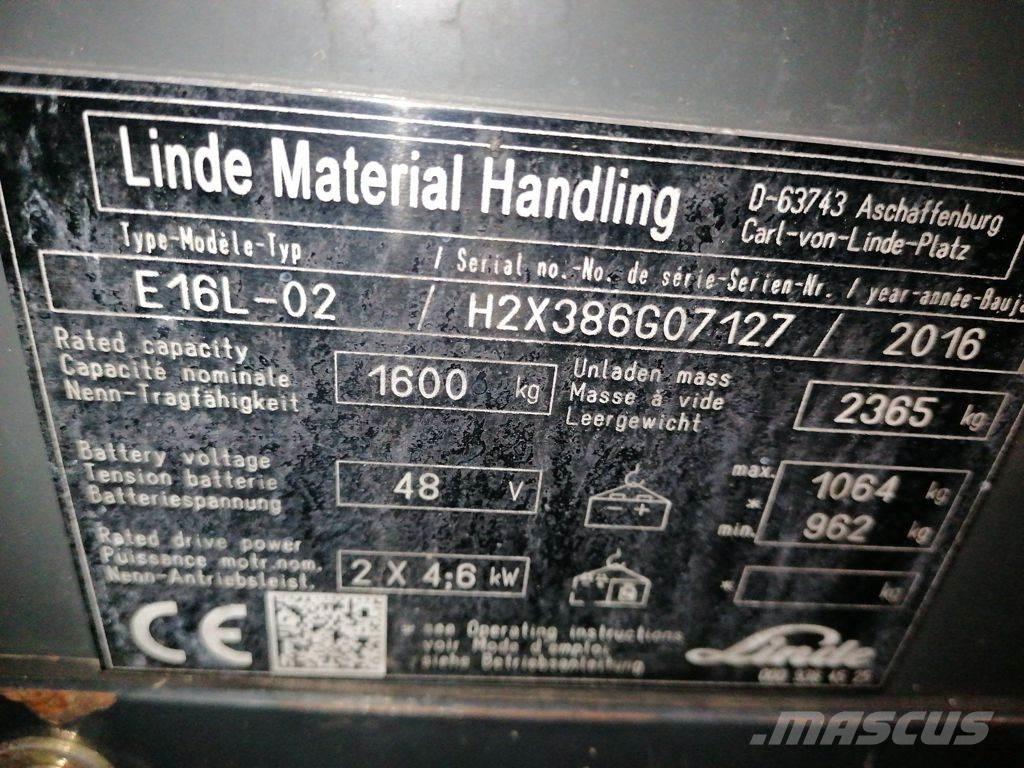 Linde E16L-02 Elektriskie iekrāvēji