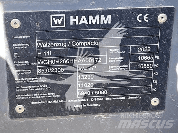 Hamm H11i Vienvalča grunts veltņi
