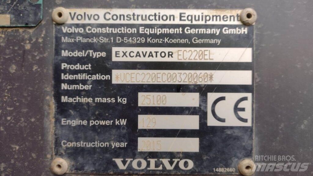Volvo EC220EL Kāpurķēžu ekskavatori