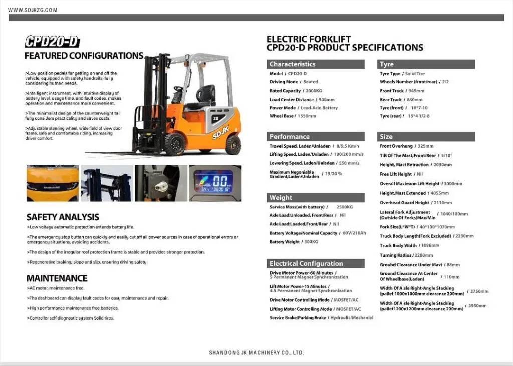  SDJK CPD 20 Electric Elektriskie iekrāvēji