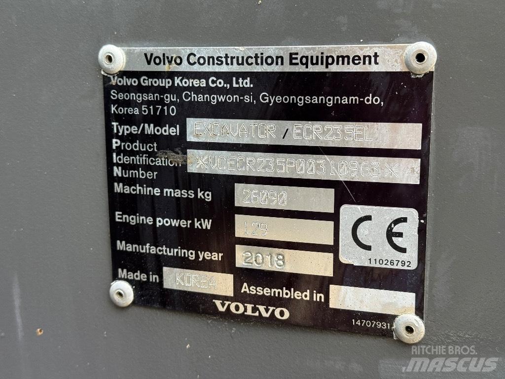 Volvo ECR 235 EL Kāpurķēžu ekskavatori