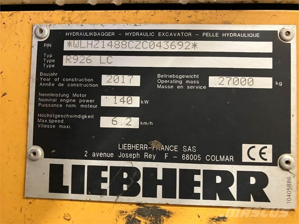 Liebherr R926 Kāpurķēžu ekskavatori