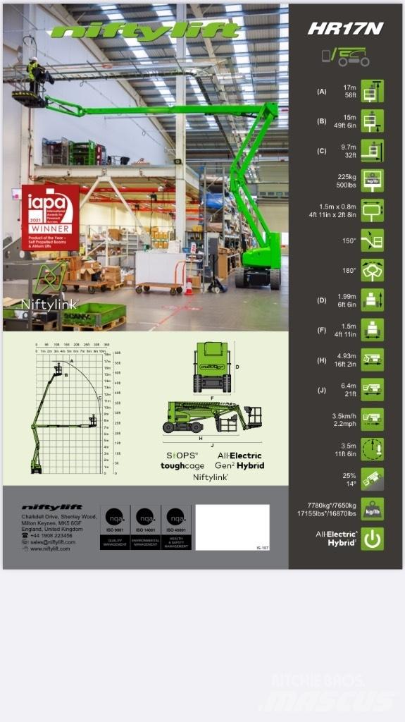 Niftylift HR 17NE Strēles pacēlāji