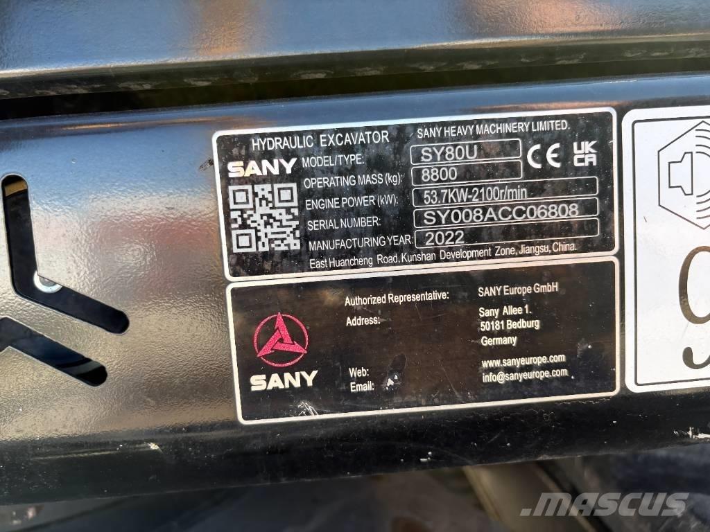 Sany SY 80 U Vidēja lieluma ekskavatori 7 t - 12 t