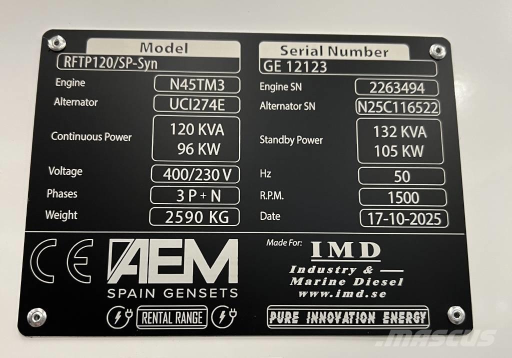  AEM RFTP120/SP-Syn Dīzeļģeneratori