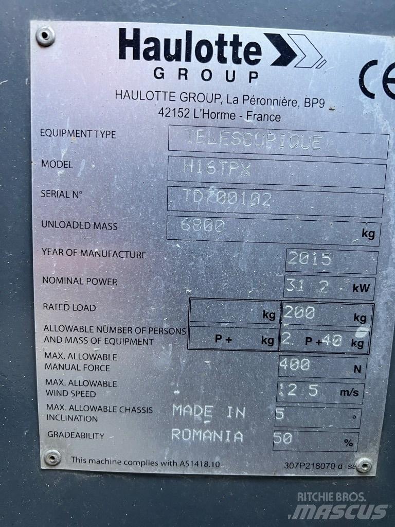 Haulotte H 16 TPX Strēles pacēlāji