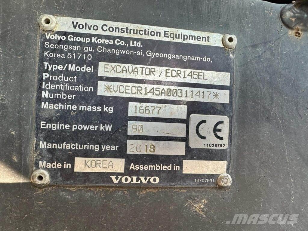 Volvo ECR145EL Kāpurķēžu ekskavatori