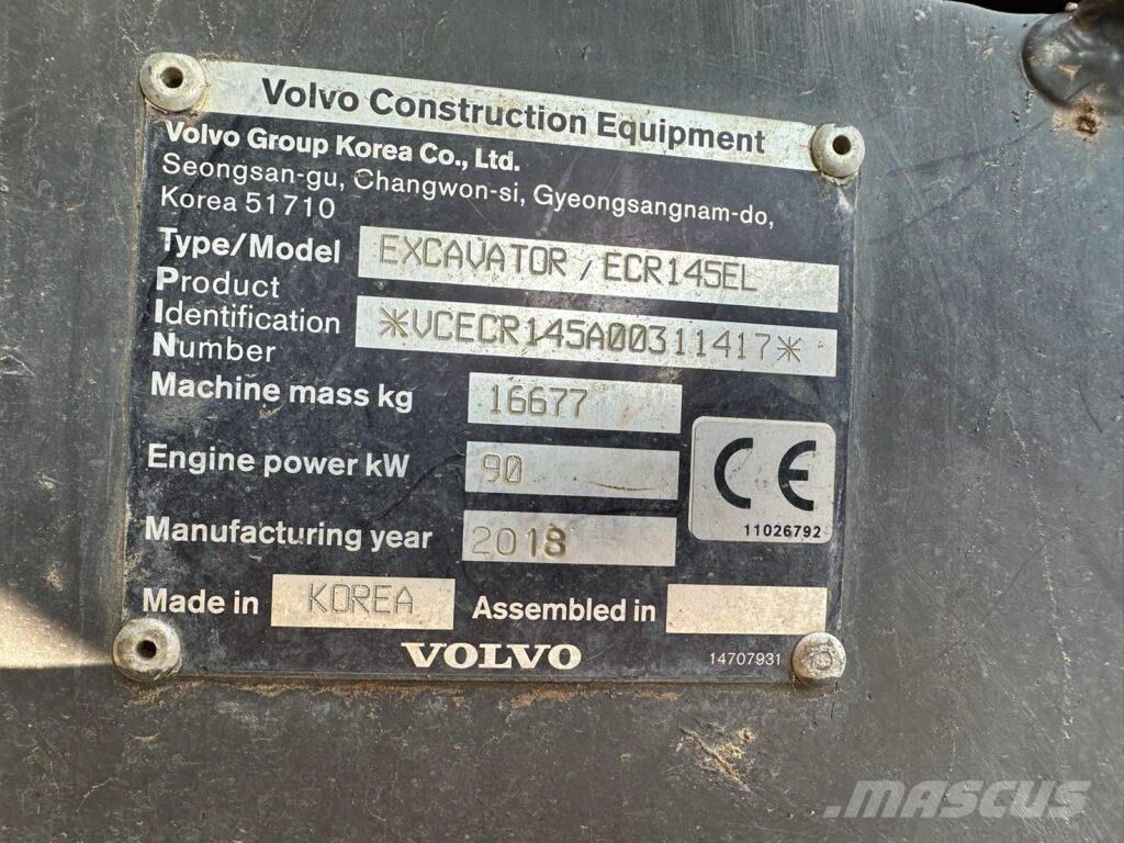 Volvo ECR145EL Kāpurķēžu ekskavatori